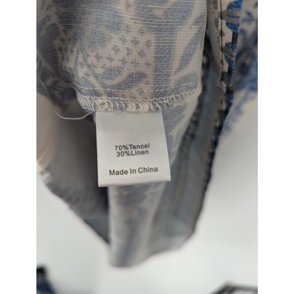 Tuckernuck Blue White Floral Midi Dress Small Boho Peasant NWT Linen Blend - Picture 5 of 5